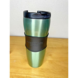 Rare Starbucks Light Green Curvy Brushed Stainless Steel Tumbler Mug Cup 16 oz